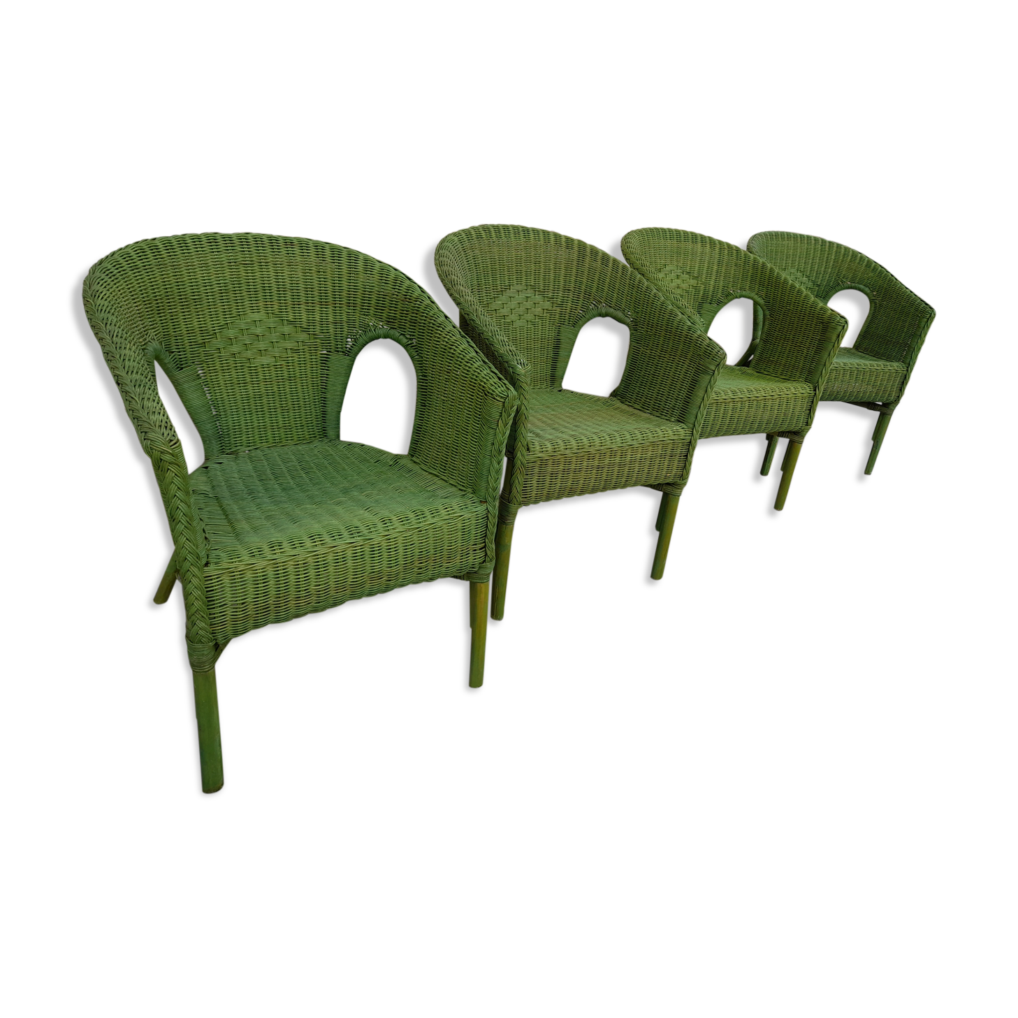 Ensemble de 4 fauteuils en rotin