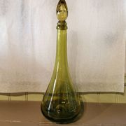 Carafe vintage en verre vert olive