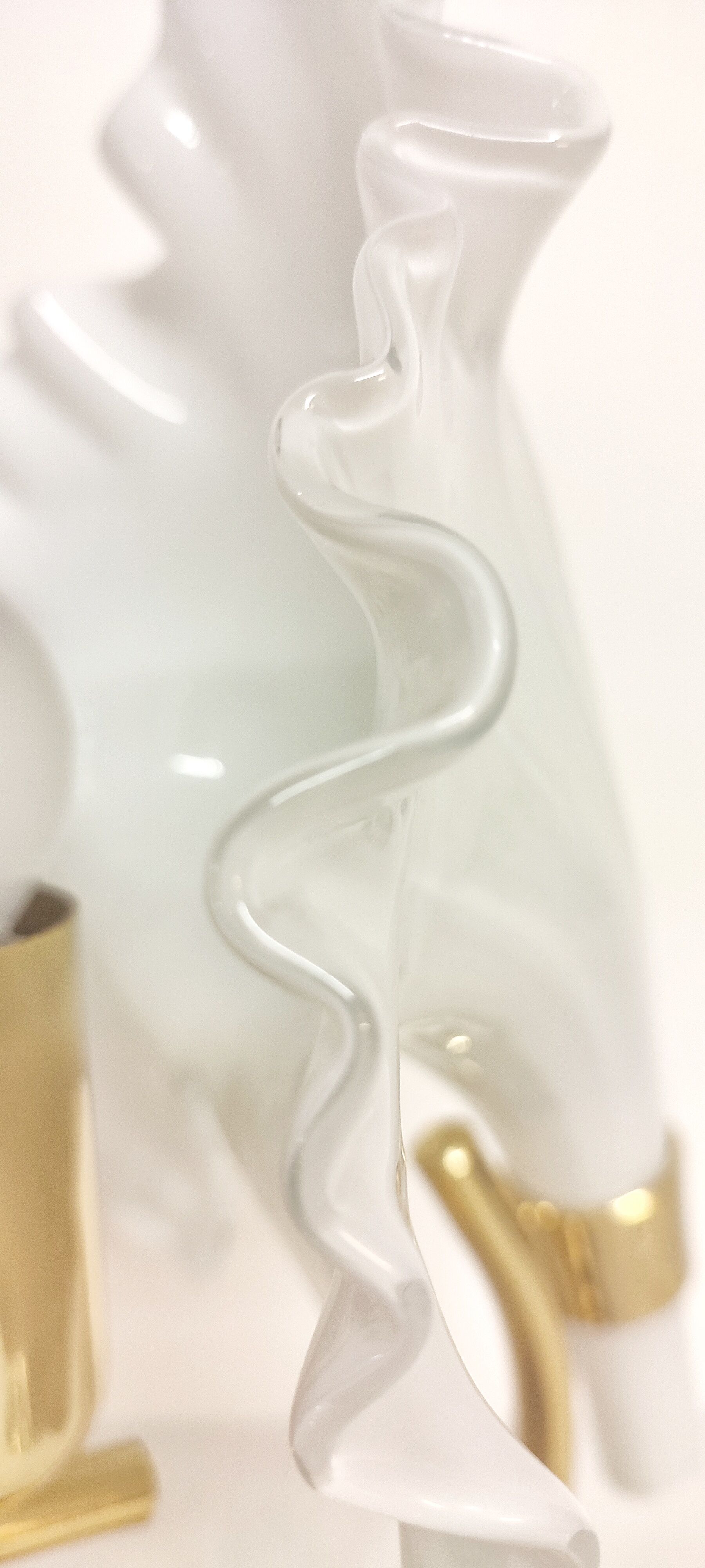 Pair of table lamps calla lily "Franco Luce" murano glass. Italy 1960s.