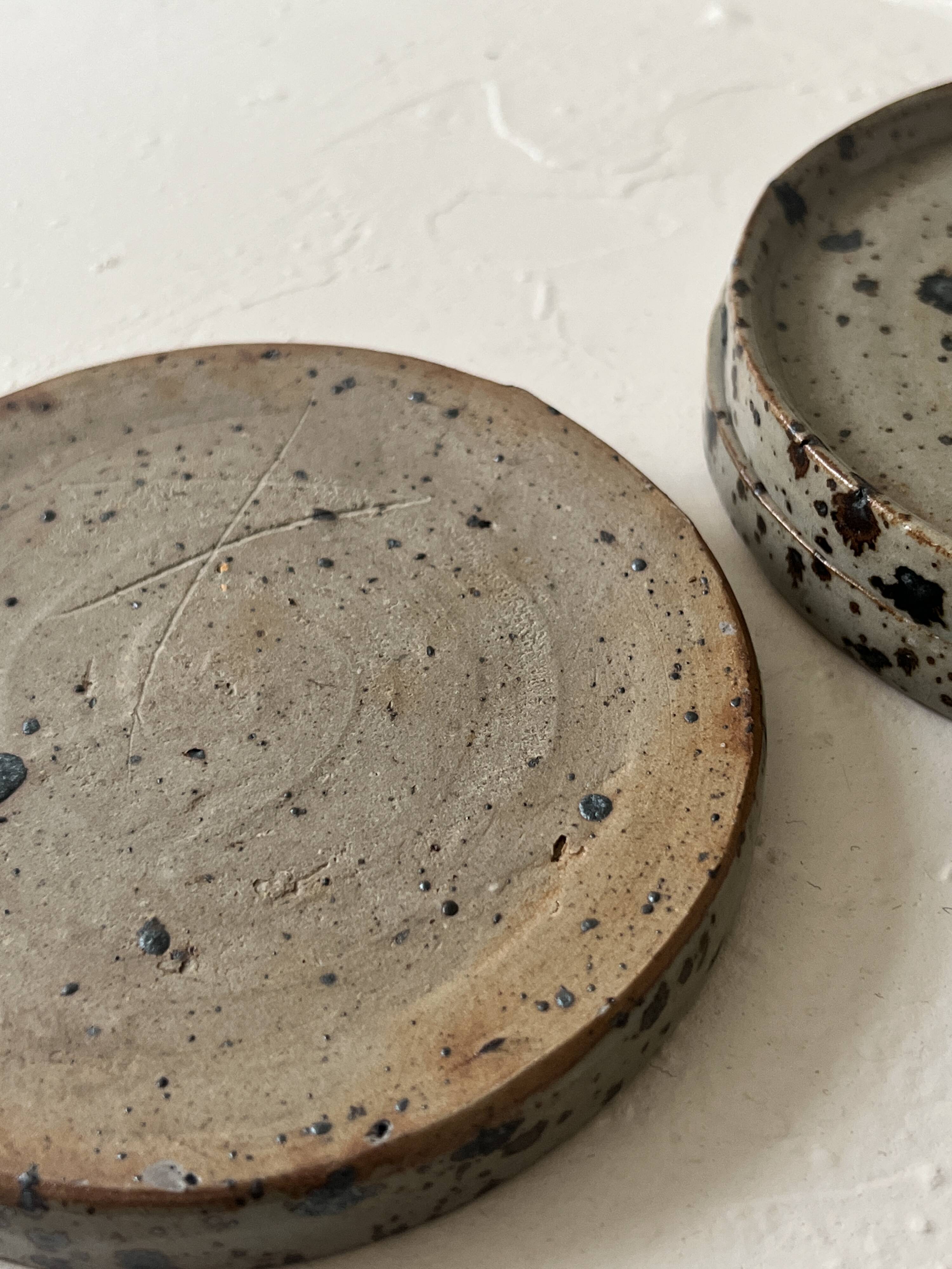 Set of 5 dessert plates in ceramic (workshop pyritic stoneware) circa 1970.