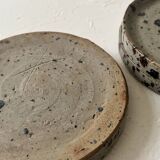 Set of 5 dessert plates in ceramic (workshop pyritic stoneware) circa 1970.