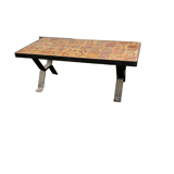 Midcentury coffee table in ceramic and cast iron