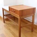 Entrance bench, Scandinavian modular telephone bench, teak, 1960