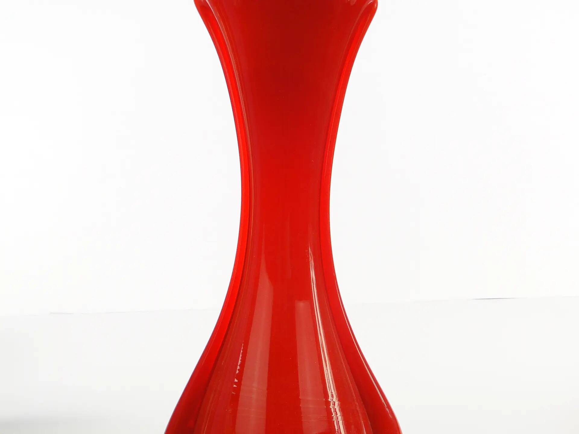 Mid-century modern vase, red glass, Poland, 1970s