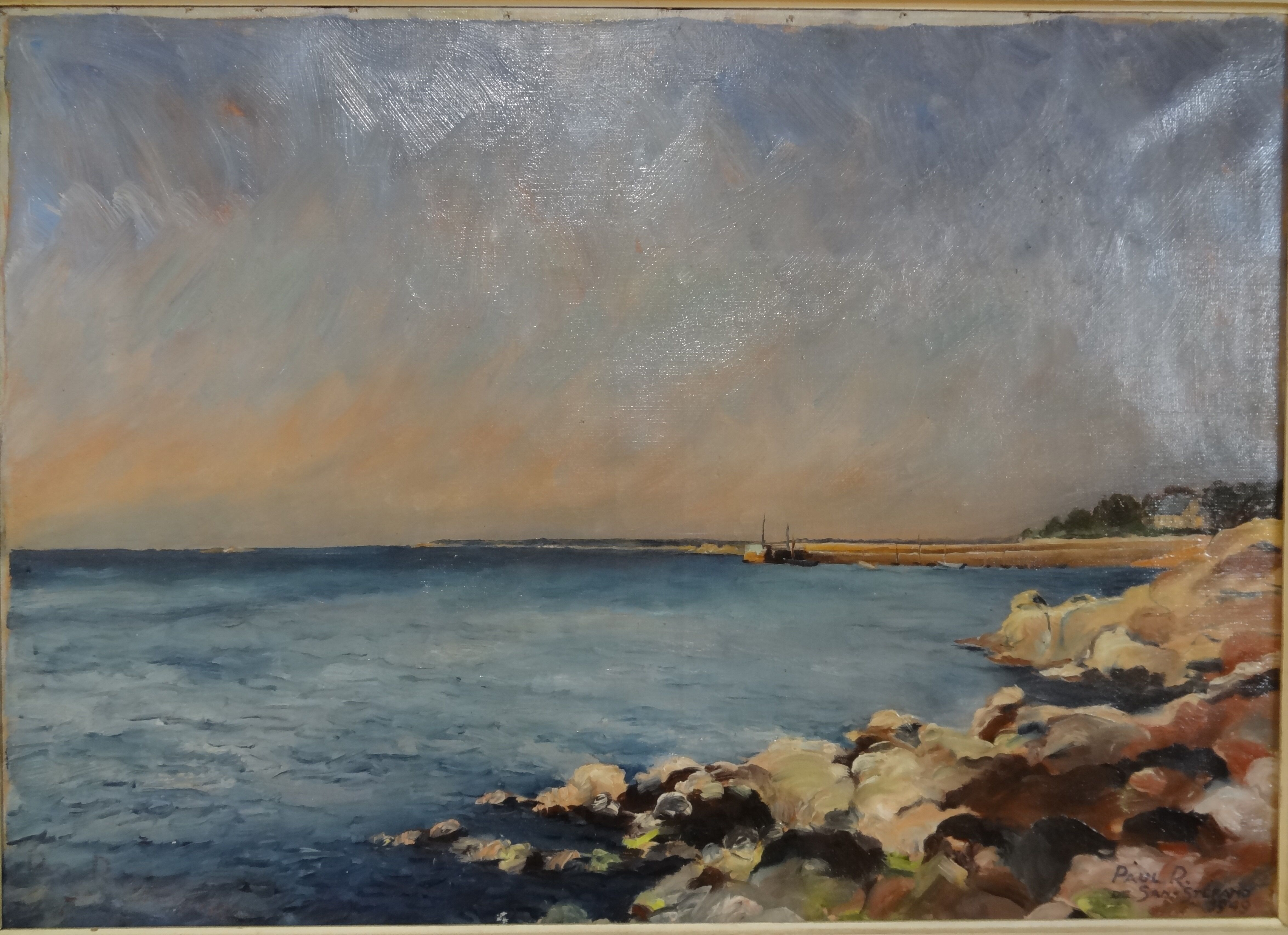 Oil on canvas, Port de Concarneau, 90x70 cm, 1949, marine Bretagne