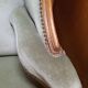 Vintage Louis XV style wing chair, light green velvet