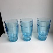 set of 6 water glasses Made in France blue glass 70s