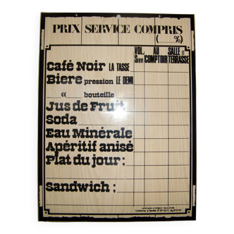 Plaque décorative "Prix service compris"