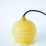 Small glass ball pendant from Clichy with flared neck, Yellow, 1930