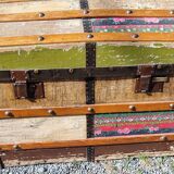 Wooden trunk vintage patchwork decor