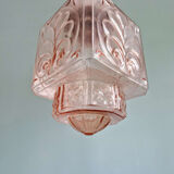 Art Deco pendant light in pale pink glass, 1920s-30s