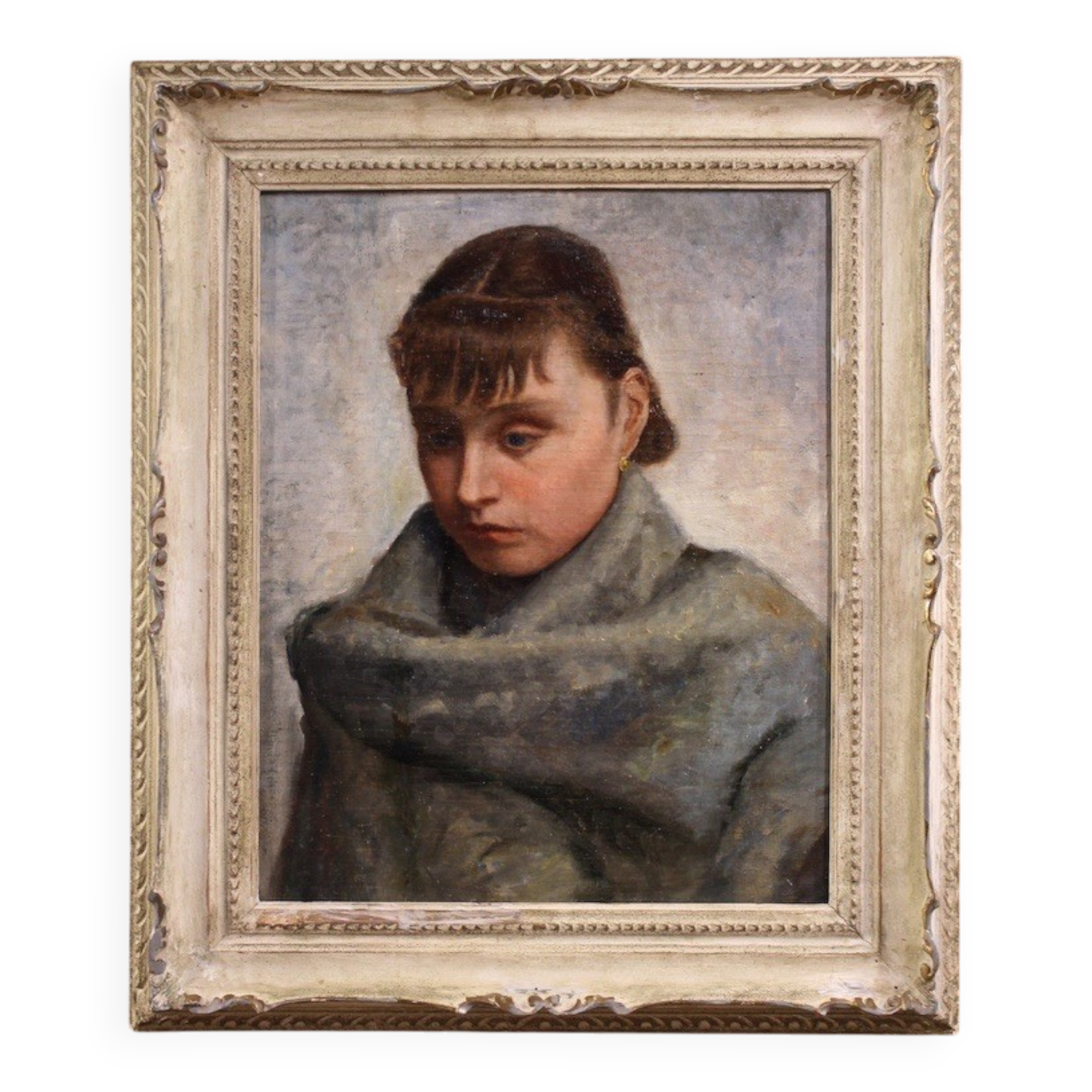 Portrait de femme en style impressionniste de peinture italienne.