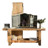 Large raw solid wood workbench