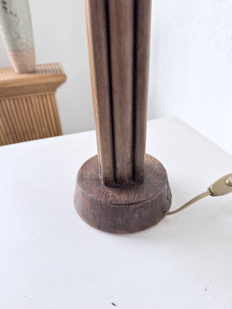 1940s Art Deco oak desk lamp