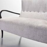 Guglielmo Ulrich Two Seat Sofa in Grey Silver Fabric. Italy, 1950s