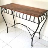 Chestnut console and wrought iron