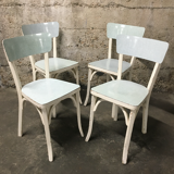 Series of 4 Baumann wooden chairs
