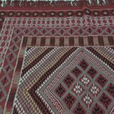 Hand-knotted Red Tunisian Ethnic Berber Wool Rug Margoum