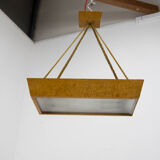 Mid-Century Wood and Glass Chandelier by Krasna Jizba, 1950s