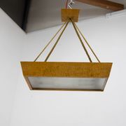 Mid-Century Wood and Glass Chandelier by Krasna Jizba, 1950s