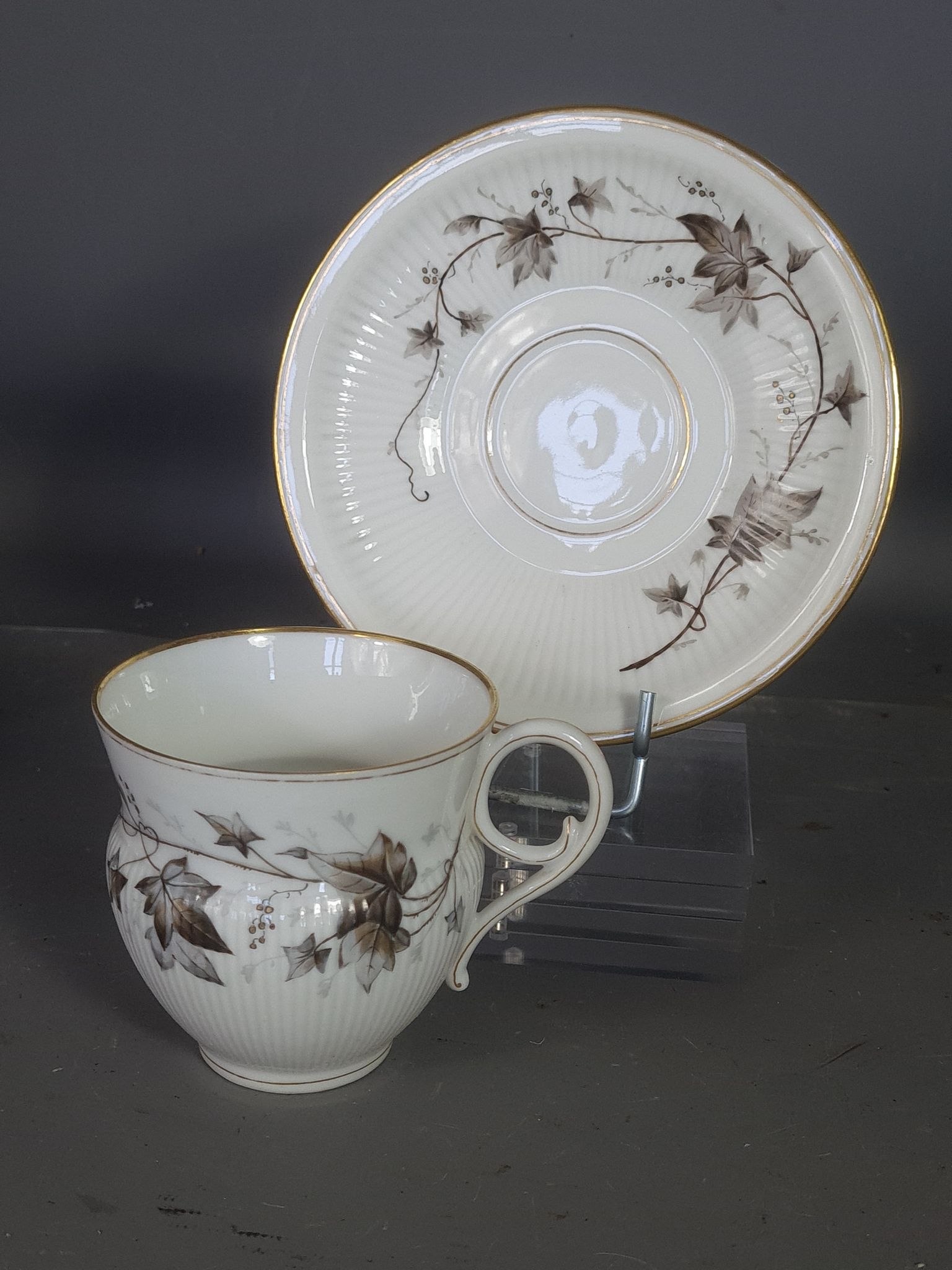 Old coffee set 8 pcs porcelain decoration painted with grapefruit around 1900