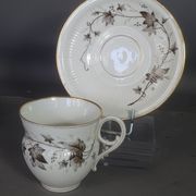 Old coffee set 8 pcs porcelain decoration painted with grapefruit around 1900
