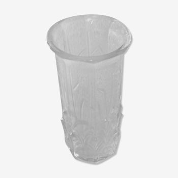 Vase ancien cylindrique de style années 40 en verre épais
