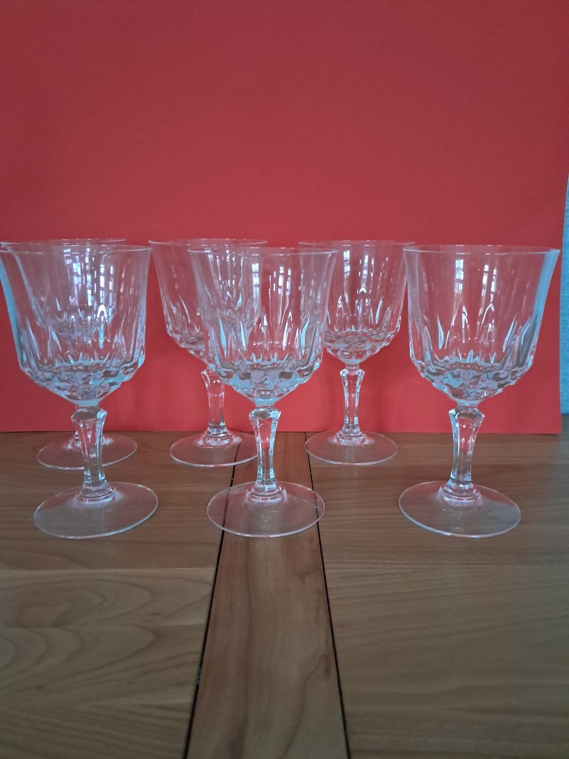 6 crystal water glasses from Arques, Germain model.