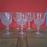 6 crystal water glasses from Arques, Germain model.