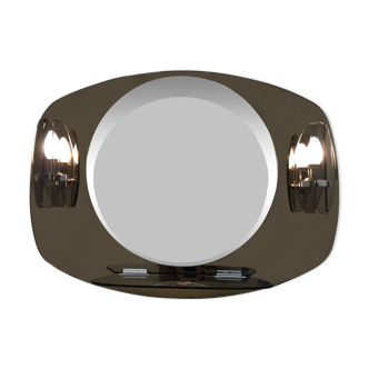 Miroir fumé glace design lumineux vintage 1970