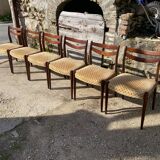 Lot of 6 vintage Scandinavian chairs from the 1950s in rosewood.