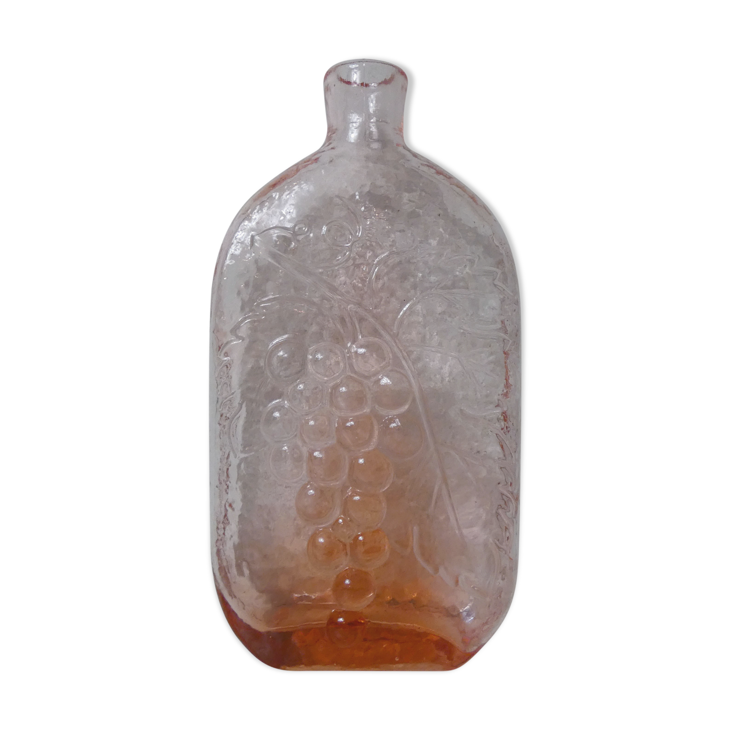 old carafe in orange pink glass