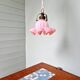 Scalloped pink satin glass pendant/lamp, 1920s-30s