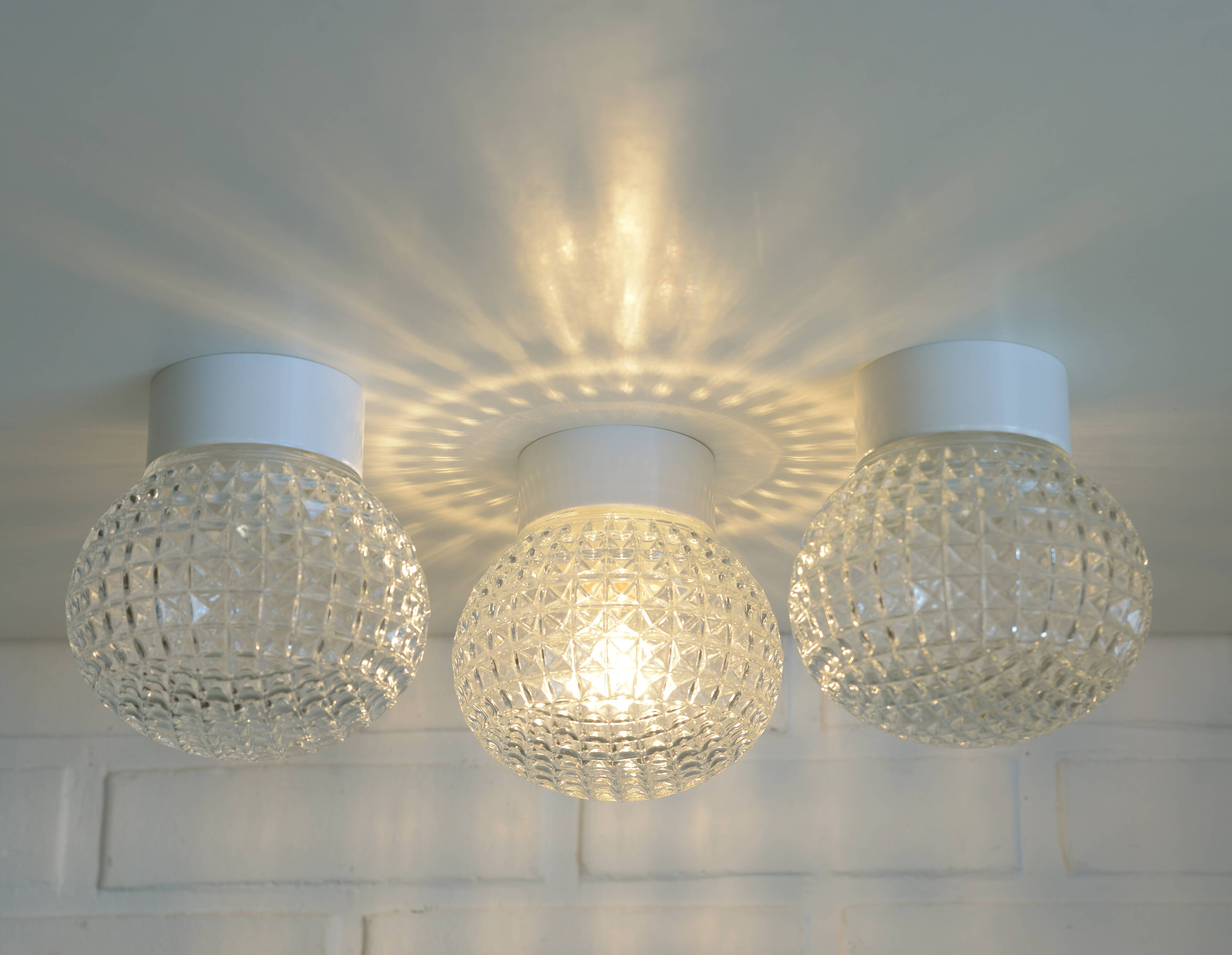 Mushroom sconces / set of 3 vintage wall lamp / bathroom ceiling light 1960