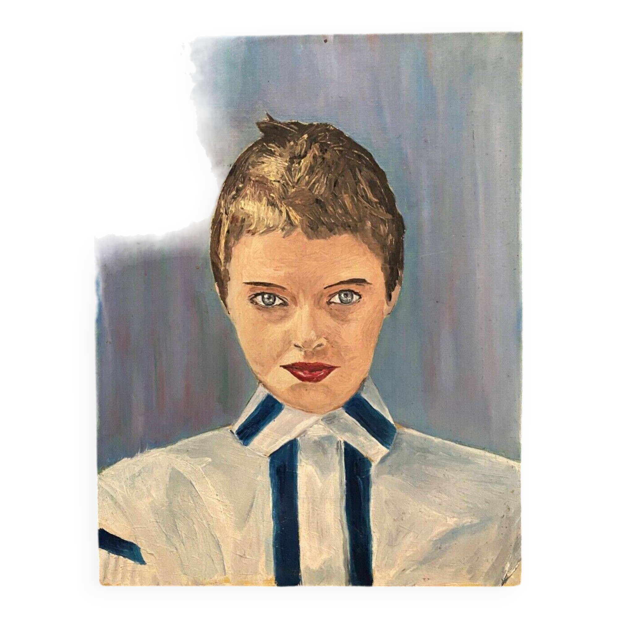 Portrait de femme huile sur isorel XXe