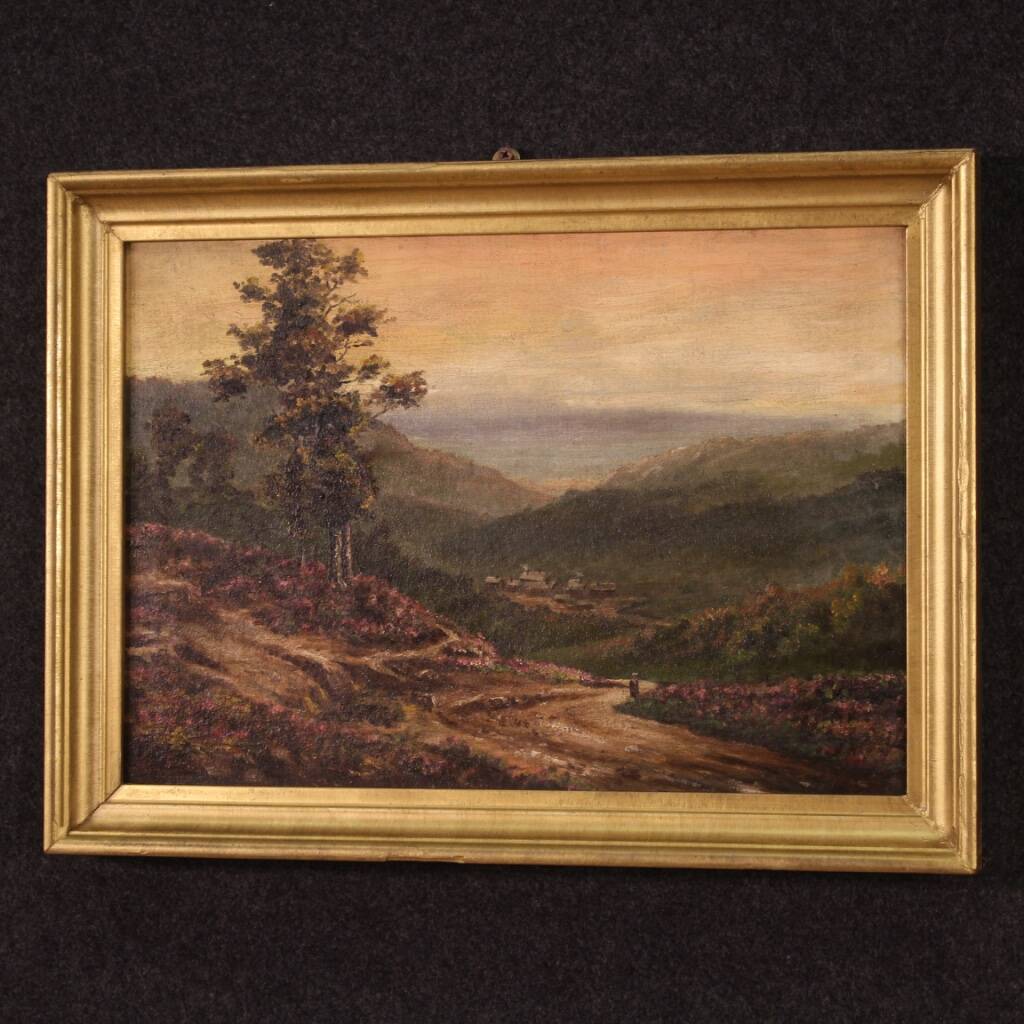Small romantic landscape French painting from the 1920s