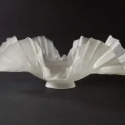 French Vintage 1930s Patterned White Frilled Glass Shade - Art Deco Lightin