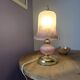 Vintage mushroom lamp pink heart - frosted glass tulip