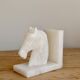 Vintage white stone marble effect bookend horse
