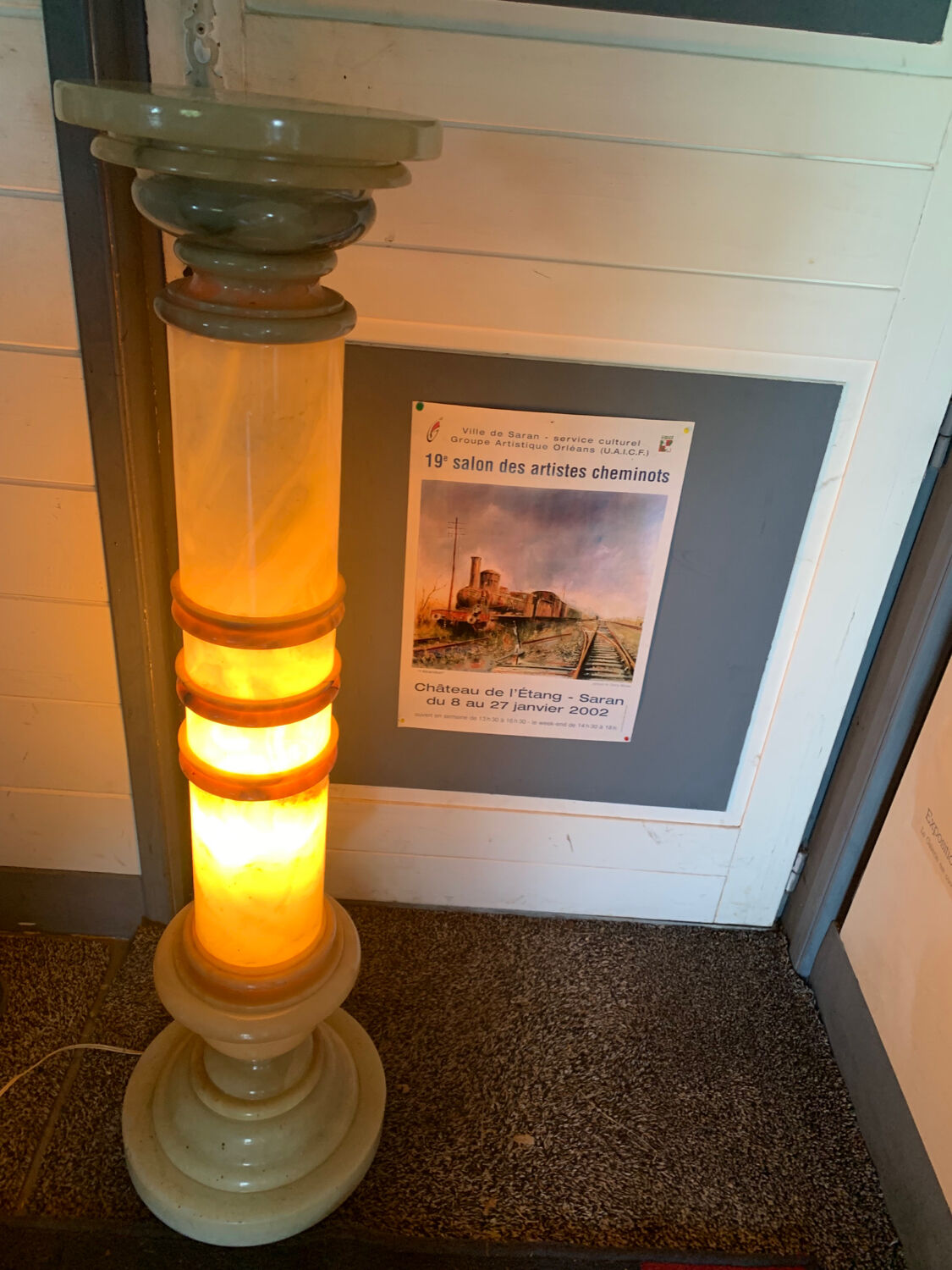 Illuminated alabaster column from the 1950s