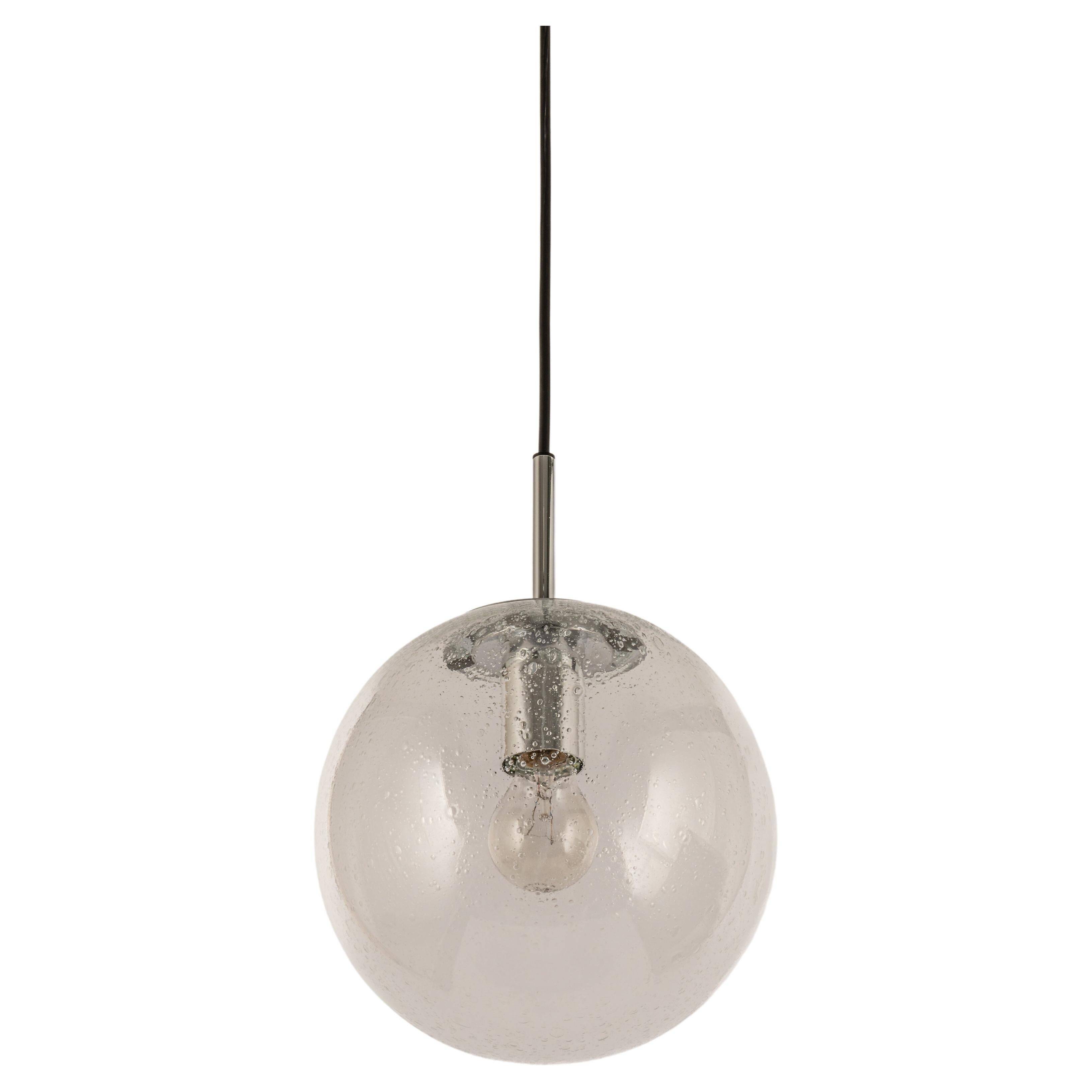Small Limburg chrome pendant light with clear glass globe, Germany, 1970s.