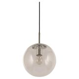 Small Limburg chrome pendant light with clear glass globe, Germany, 1970s.
