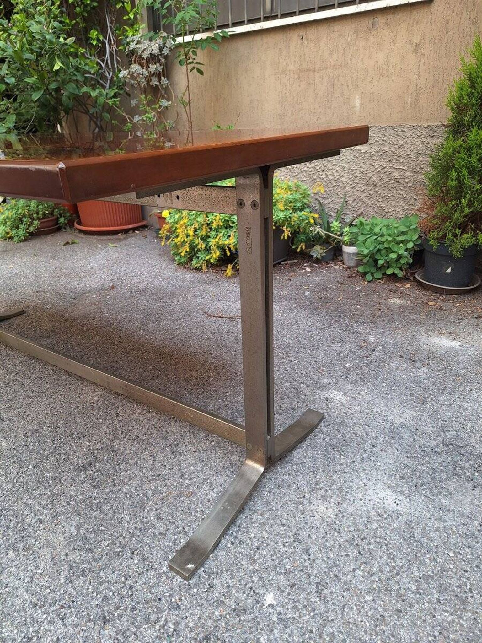 Vintage Desk Table in Wood and Chromed Metal by Gianno Moscatelli for Formanova, 1960s