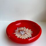red ceramic ashtray signed Vallauris design 70s