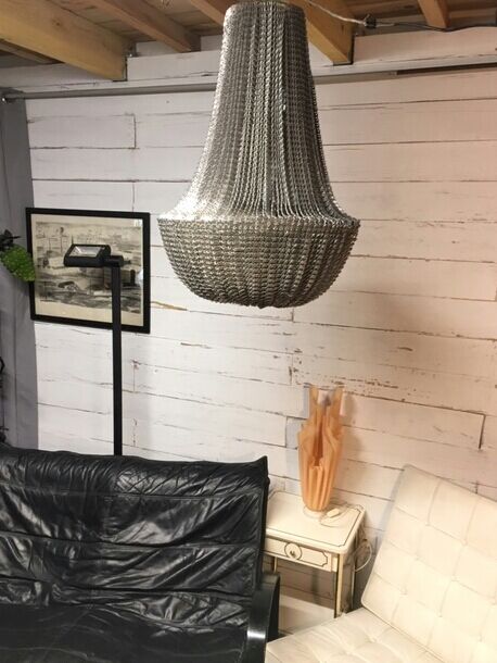 Lustre design cotte de maille 8 lampes