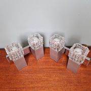 Pair of brushed aluminum and crystal wall lights, 1970s
