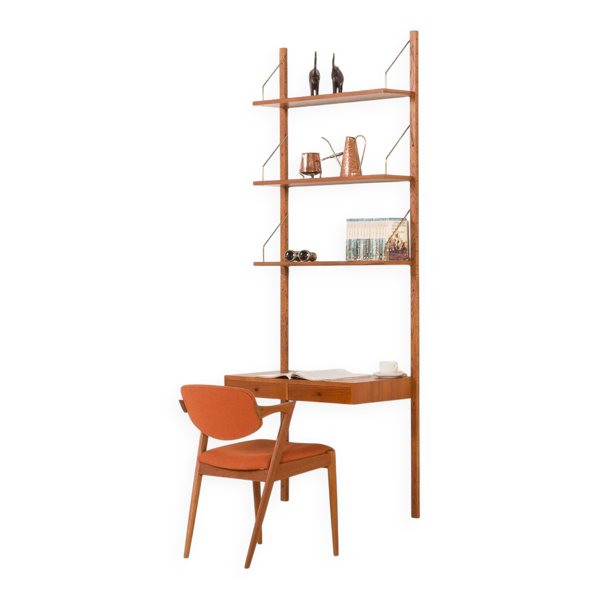 Danish teak shelving unt with a desk in the style of Poul Cadovius, 1960s