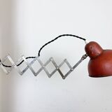 Red Industrial Midcentury Scissor Wall Lamp, 1950s