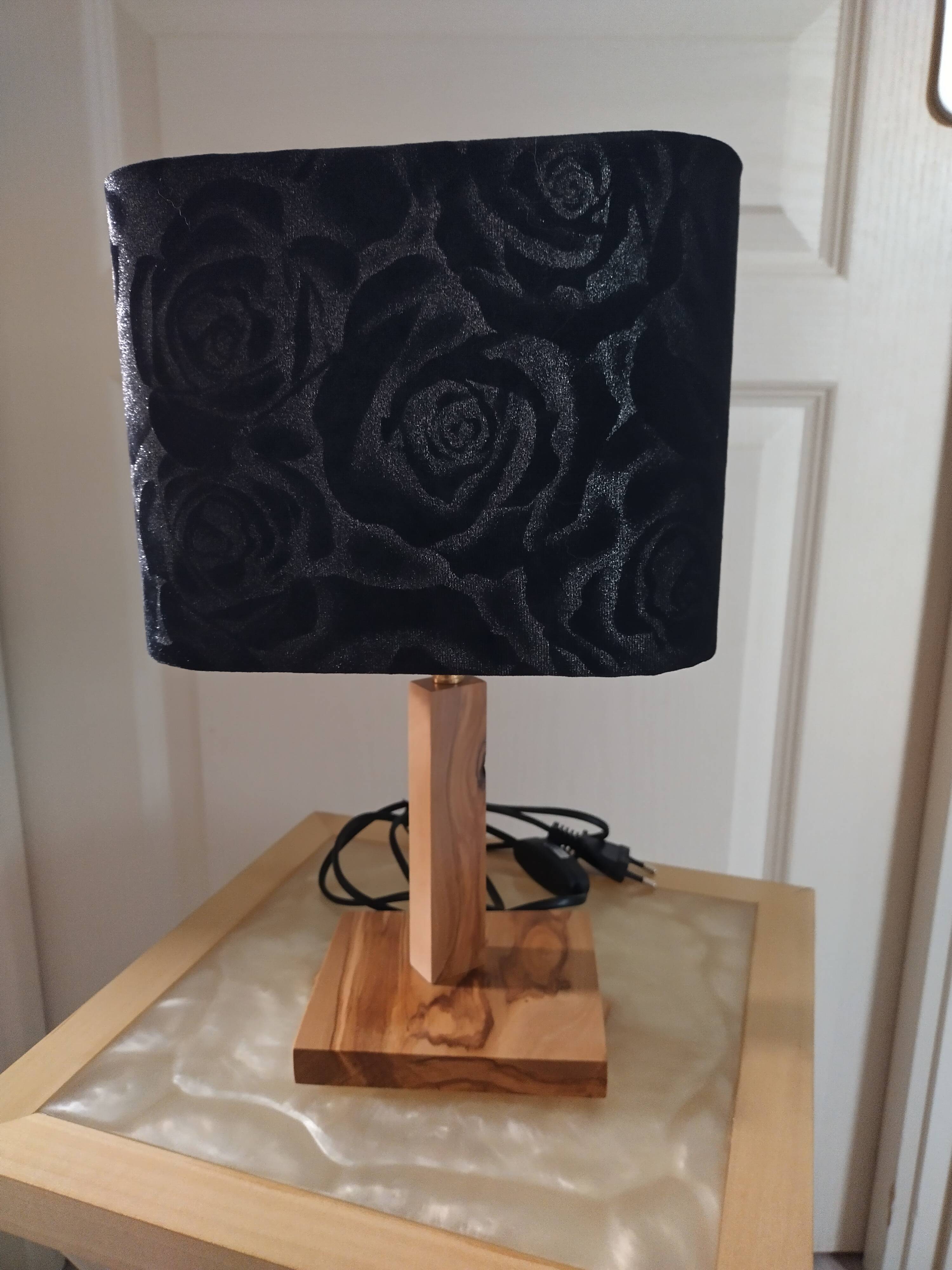 Handcrafted olive wood lamp