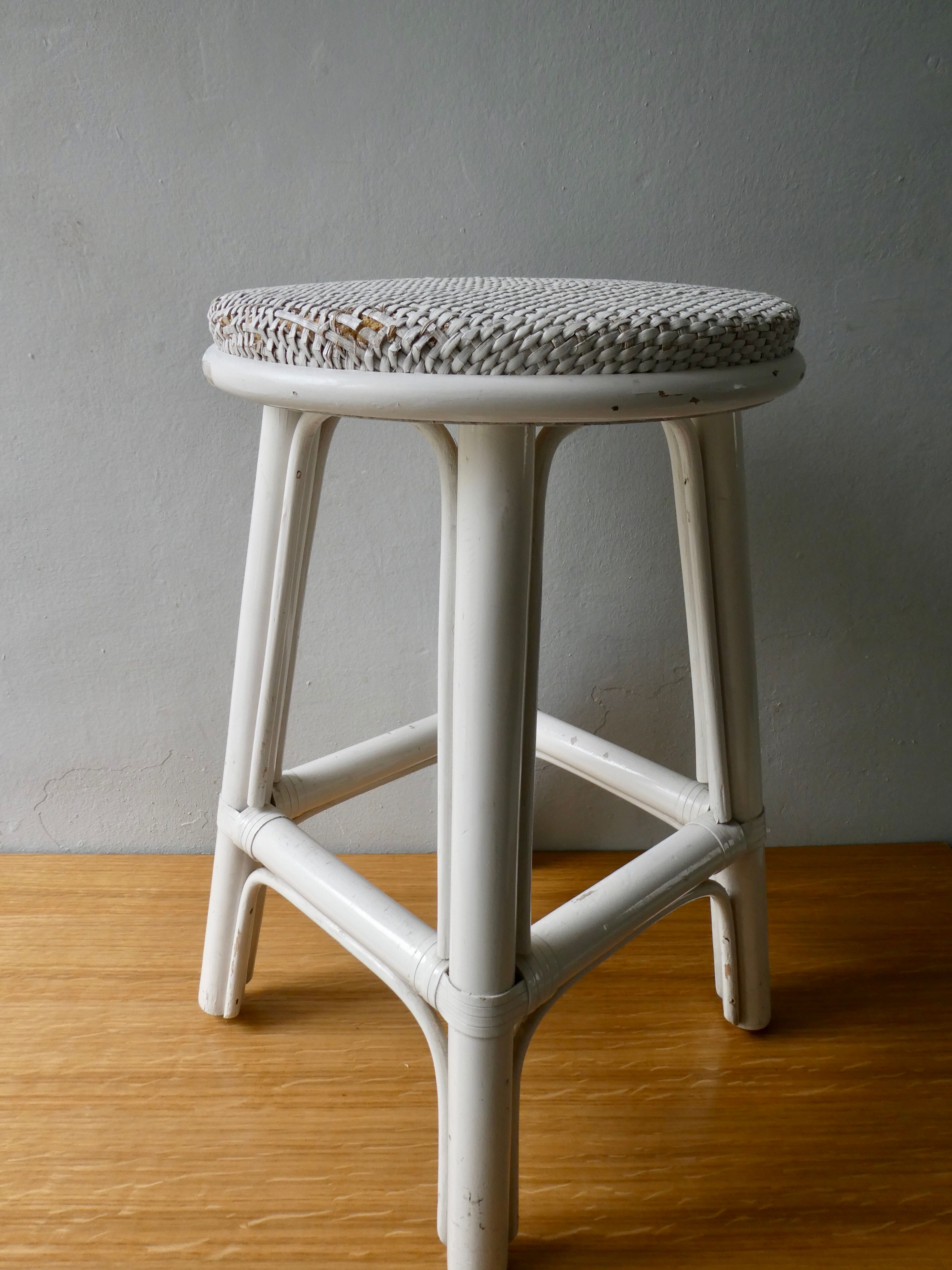 White rattan stool